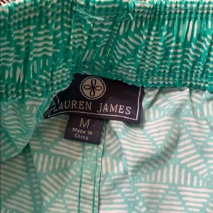 Lauren James Shorts - NWT green pattern shorts with elastic tie waist Lauren James Shorts - NWT green pattern shorts with elastic tie waist